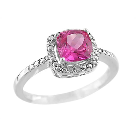 FJC Finejewelers 6x6mm Cushion-Cut Created Pink Sapphire Ring