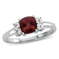 thumbnail image 1 of FJC Finejewelers 6x6mm Cushion-Cut Created Ruby and White Topaz Ring, 1 of 7