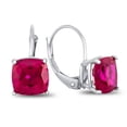 thumbnail image 1 of FJC Finejewelers 7x7mm Cushion-Cut Created Ruby Lever-back Drop Earrings, 1 of 7