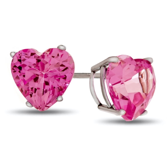 FJC Finejewelers 7x7mm Heart Shaped Created Pink Sapphire Post-With-Friction-Back Stud Earrings