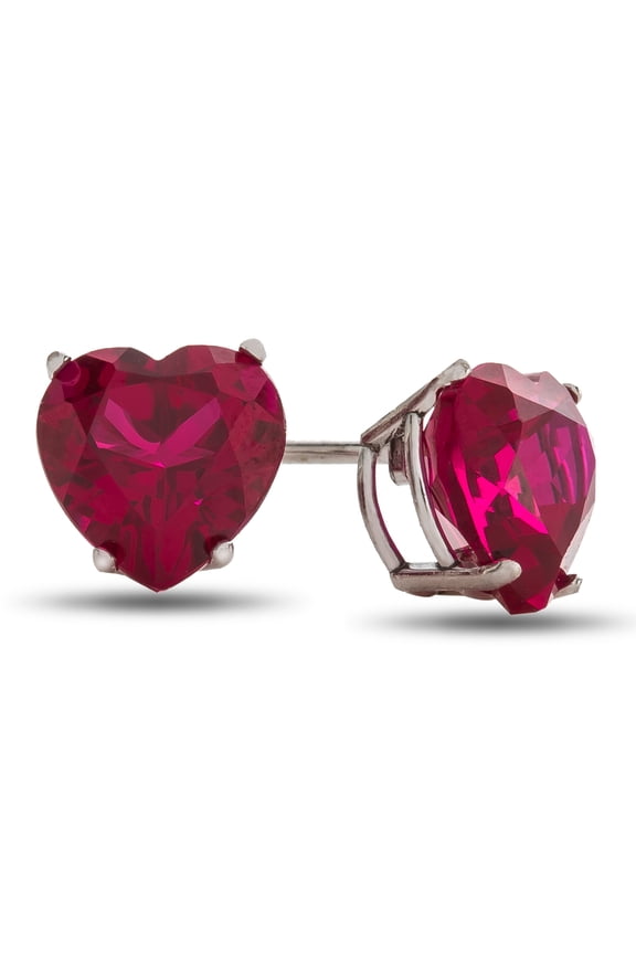 FJC Finejewelers 7x7mm Heart Shaped Created Ruby Post-With-Friction-Back Stud Earrings