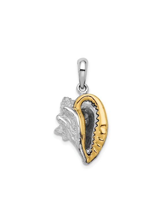 FJC Finejewelers 925 Silver and 14k Yellow Gold 3D Conch Shell with Accent Charm 28 x 14 mm