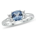 thumbnail image 1 of FJC Finejewelers 925 Sterling Silver 6x6mm Cushion-Cut Swiss Blue Topaz and White Topaz Ring, 1 of 7