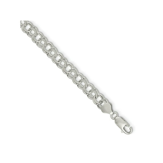 FJC Finejewelers 925 Sterling Silver 7.6mm Double Link Charm Bracelet 8 Inches
