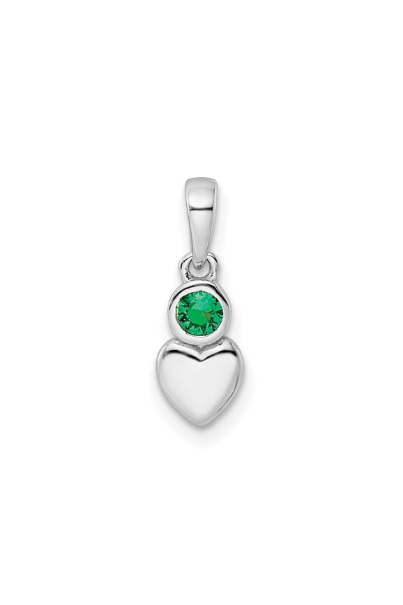 FJC Finejewelers 925 Sterling Silver Birthstone Rhodium Plated Lab Created Emerald Heart Charm 17 x 5 mm