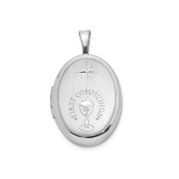 FJC Finejewelers 925 Sterling Silver Bright Cut First Communion 19x Oval Charm Locket 24 x 15 mm