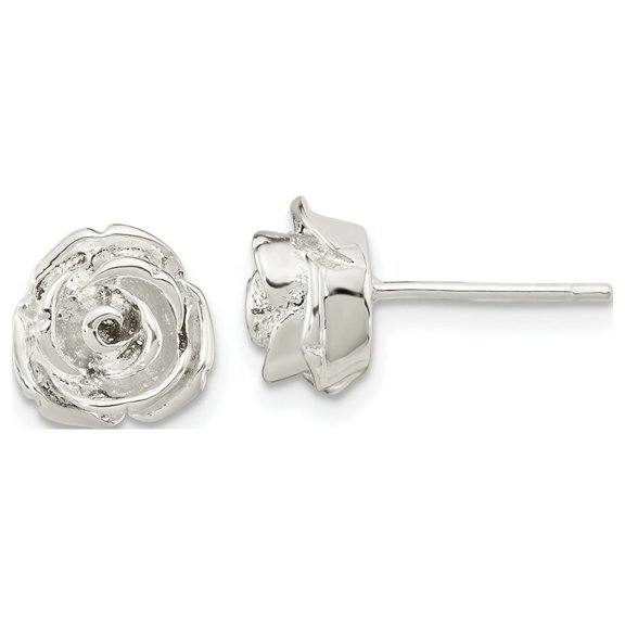 FJC Finejewelers 925 Sterling Silver Button Polished Rose Post Earrings 8 x 9 mm