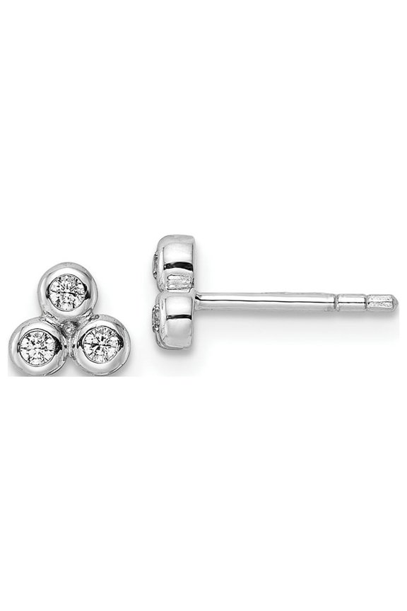 FJC Finejewelers 925 Sterling Silver Button Rhodium Plated Polished CZ Post Earrings 5 x 5 mm