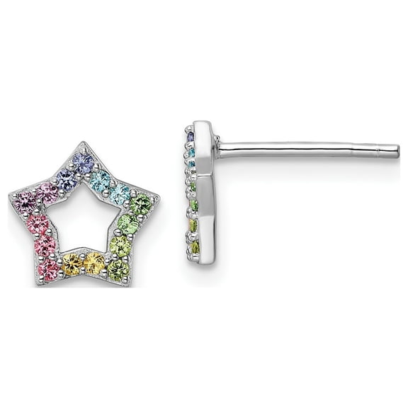 FJC Finejewelers 925 Sterling Silver Button Rhodium Plated Rainbow Crystal Star Post Earrings 8 x 9 mm