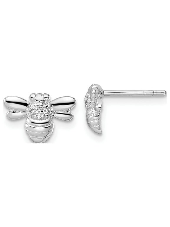 FJC Finejewelers 925 Sterling Silver Button ated Polished CZ Bumble Bee Post Earrings 7 x 11 mm