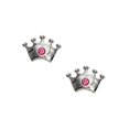 thumbnail image 1 of FJC Finejewelers 925 Sterling Silver Small Crown Earrings with a Pink CZ, 1 of 5
