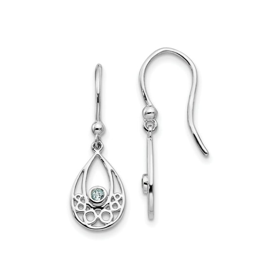 FJC Finejewelers 925 Sterling Silver Dangle  Plated White Ice with Blue Topaz Shepherd Hook Earrings 26 x 9 mm