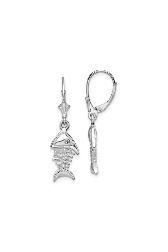 FJC Finejewelers 925 Sterling Silver Dangle Polished 3D Fishbone Leverback Earrings 37 mm x 10 mm