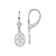 FJC Finejewelers 925 Sterling Silver Dangle Polished Mini Fleur de Lis Oval Leverback Earrings 30 mm