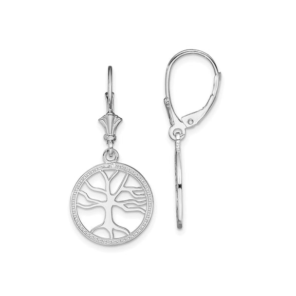 FJC Finejewelers 925 Sterling Silver Dangle Polished Tree of Life in Circle Leverback Earrings 32 x 15 mm