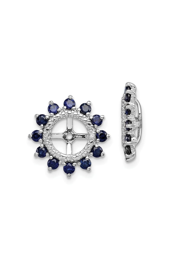 FJC Finejewelers 925 Sterling Silver Enhancer Rhodium Created Sapphire Earring Jacket 14 x 14
