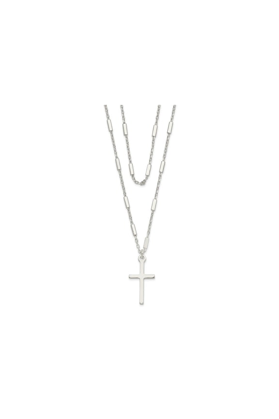 FJC Finejewelers 925 Sterling Silver Fancy Cross Double Strand Necklace 16 Inches x 9 mm