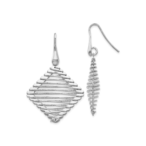 FJC Finejewelers 925 Sterling Silver Hand Made Dangle Rhodium Plated Shepherd Hook Earrings 46 x 42 mm