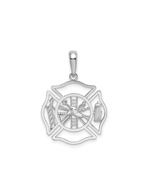 FJC Finejewelers 925 Sterling Silver Polished Cut-out Fireman Shield Charm 29 x 20 mm