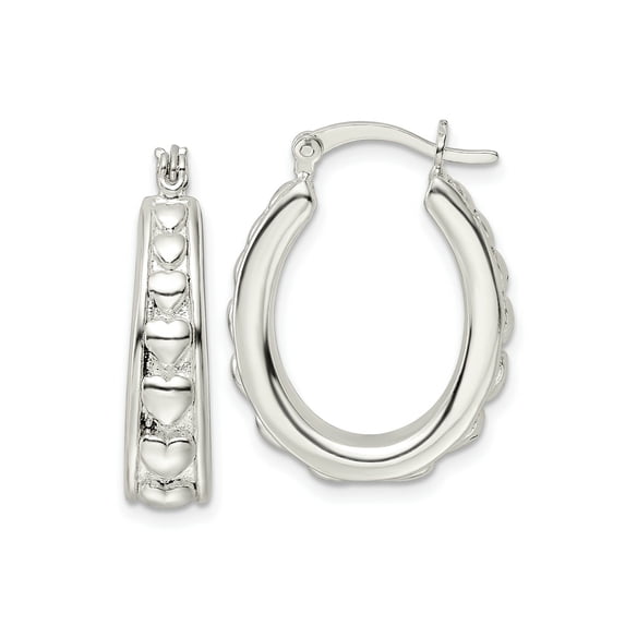 FJC Finejewelers 925 Sterling Silver Polished Heart Oval Hoop Earrings 25 x 19 mm
