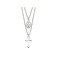 thumbnail image 1 of FJC Finejewelers 925 Sterling Silver Polished Medallion and Cross Necklace 17 Inches x 10 mm, 1 of 6