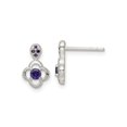 thumbnail image 1 of FJC Finejewelers 925 Sterling Silver Polished Purple CZ Flower Post Dangle Earrings 11 x 7 mm, 1 of 6