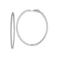 thumbnail image 1 of FJC Finejewelers 925 Sterling Silver Rhodium Plated CZ Hinged Oval Hoop Earrings 55 x 46 mm, 1 of 6