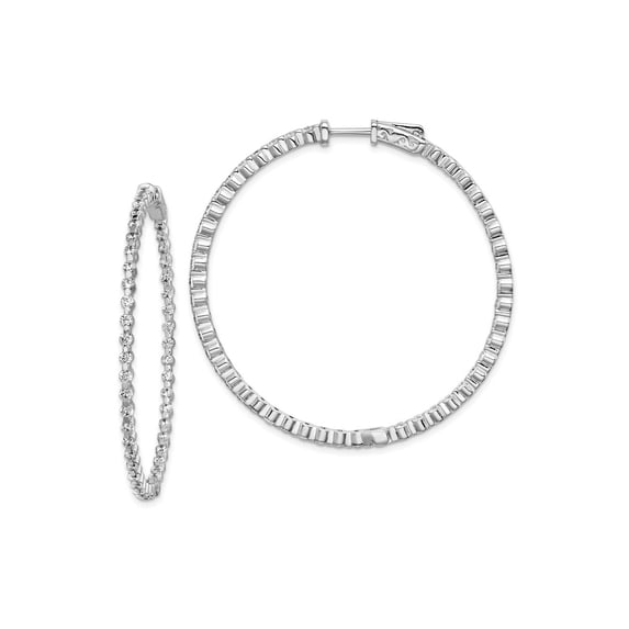 FJC Finejewelers 925 Sterling Silver Rhodium Plated CZ In and Out Hinged Hoop Earrings 44 x 45 mm