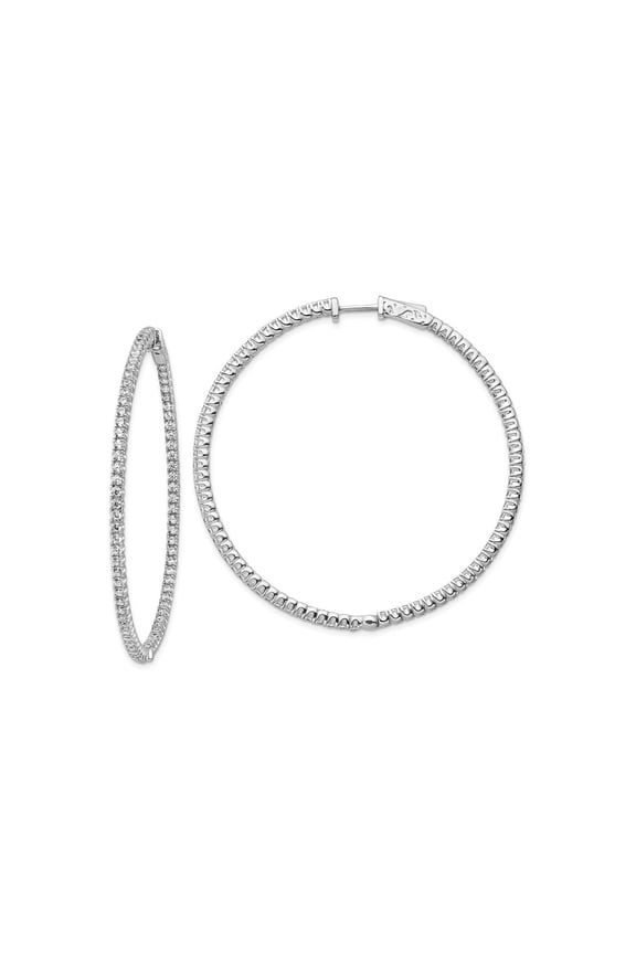 FJC Finejewelers 925 Sterling Silver Rhodium Plated CZ In and Out Round Hinged Hoop Earrings 52 x 51 mm
