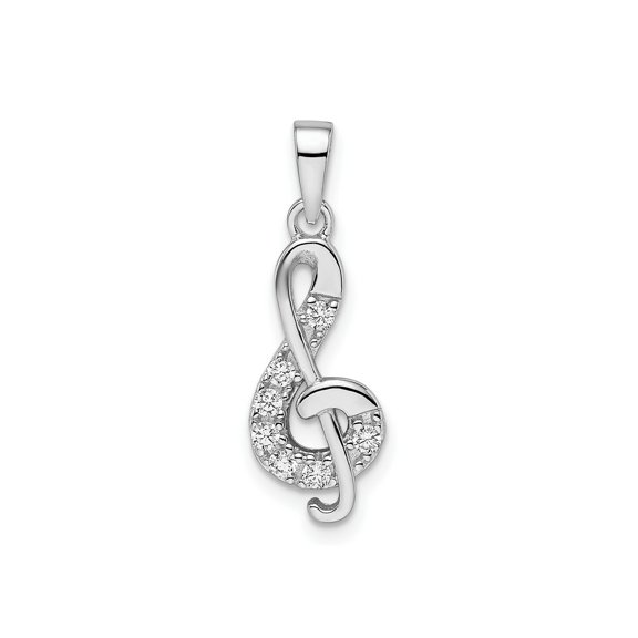 FJC Finejewelers 925 Sterling Silver Rhodium Plated CZ Treble Clef Charm 25 x 8 mm