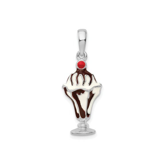 FJC Finejewelers 925 Sterling Silver Rhodium Plated Enameled Chocolate Sundae Charm 30 x 11 mm