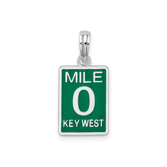 FJC Finejewelers 925 Sterling Silver Rhodium Plated Enameled Small Key West Mile 0 Charm 20 x 9 mm