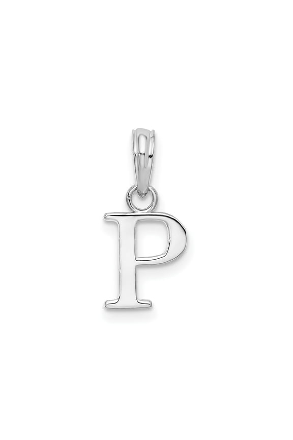 FJC Finejewelers 925 Sterling Silver Rhodium Plated Polished Block Initial -P- Charm
