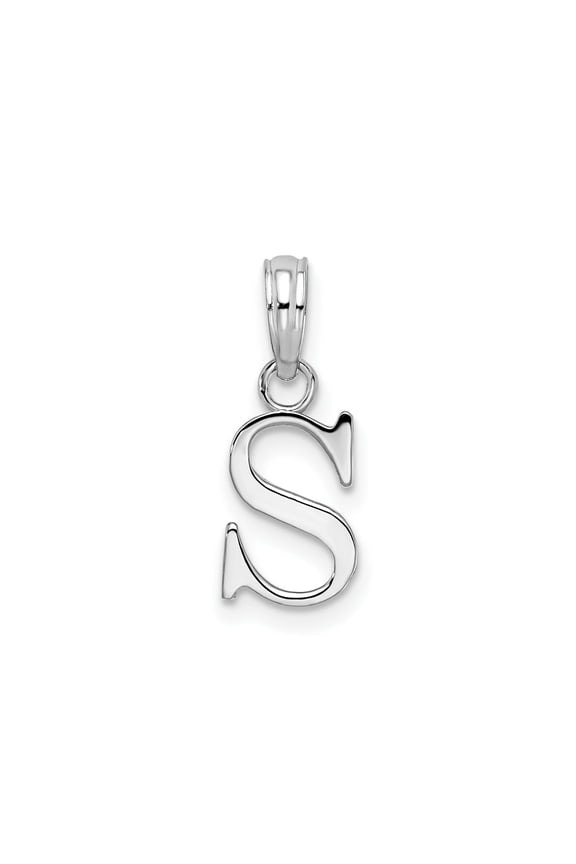FJC Finejewelers 925 Sterling Silver Rhodium Plated Polished Block Initial -S- Charm