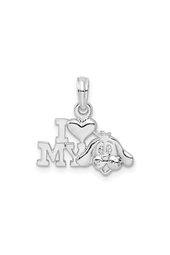 FJC Finejewelers 925 Sterling Silver Rhodium Plated Polished I Heart My Dog Charm 15 mm
