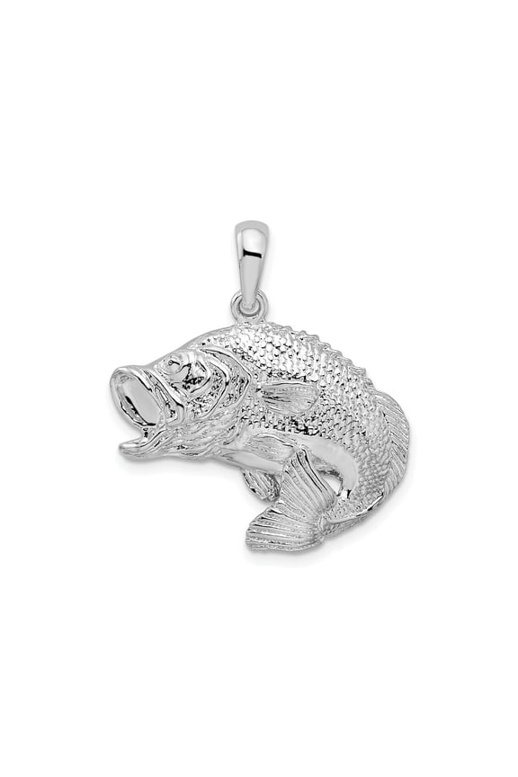 FJC Finejewelers 925 Sterling Silver Rhodium Plated Polished Jumping Bass Fish Charm 28 x 27 mm