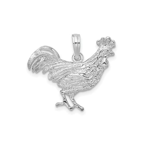 FJC Finejewelers 925 Sterling Silver Rhodium Plated Polished Rooster Charm 23 mm