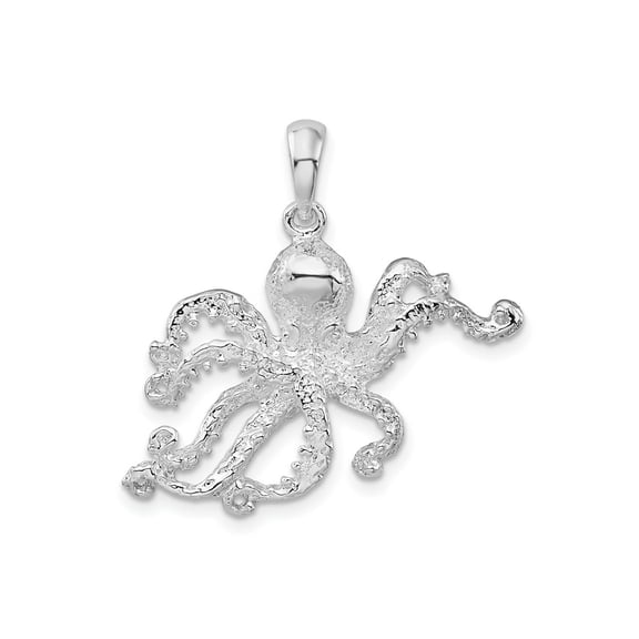 FJC Finejewelers 925 Sterling Silver Rhodium Plated Polished Textured Octopus Charm 27 x 27 mm