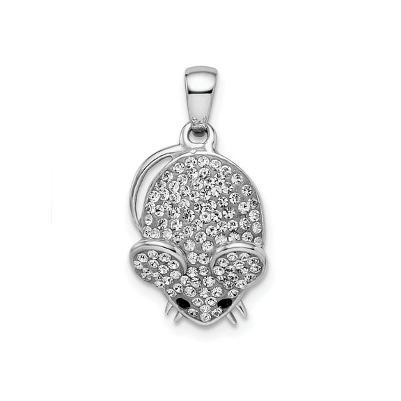FJC Finejewelers 925 Sterling Silver Rhodium Plated Preciosa Crystal Mouse Charm 23 x 11 mm
