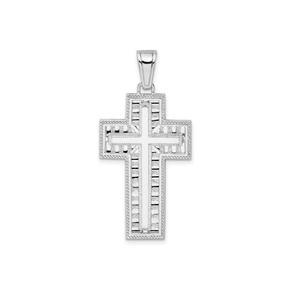 FJC Finejewelers 925 Sterling Silver Rhodium Plated Rope Edge Latin Cross Charm 21 mm