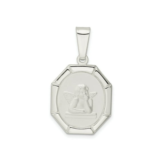 FJC Finejewelers 925 Sterling Silver Rhodium Plated Satin Raphael Angel Charm 36 x 19 mm