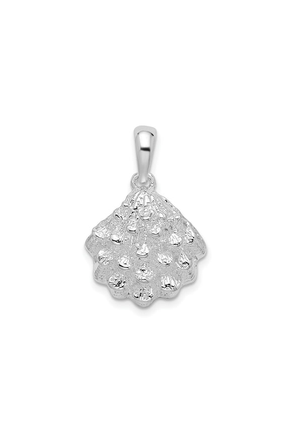 FJC Finejewelers 925 Sterling Silver Rhodium Plated Textured Oyster Shell Charm 24 x 16 mm
