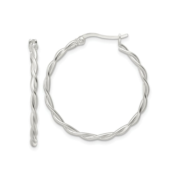FJC Finejewelers 925 Sterling Silver Satin Twisted Hoop Earrings 30 x 31 mm