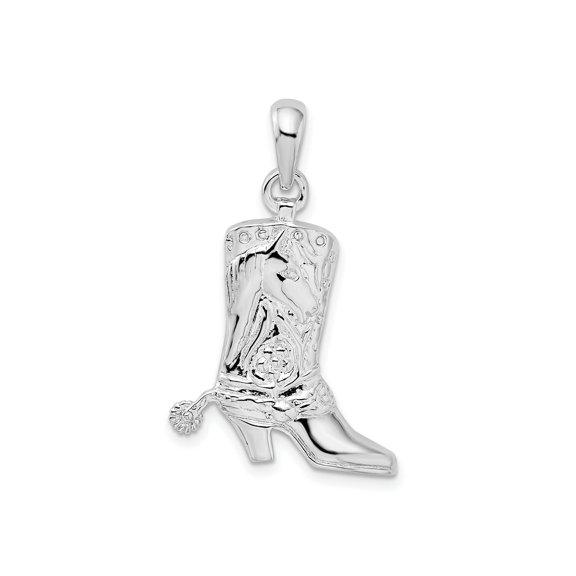 FJC Finejewelers 925 Sterling Silver d Polished 3D Cowboy Boot with Spur Charm 19 mm