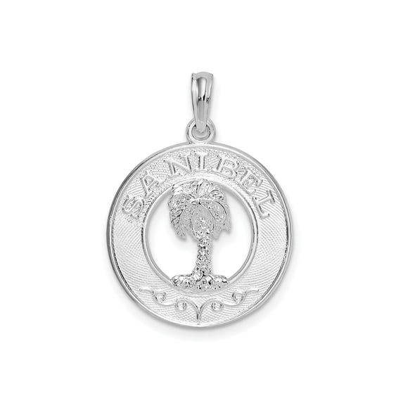 FJC Finejewelers 925 Sterling Silver d Polished Sanibel Circle with Palm Tree Charm 25 x 18 mm