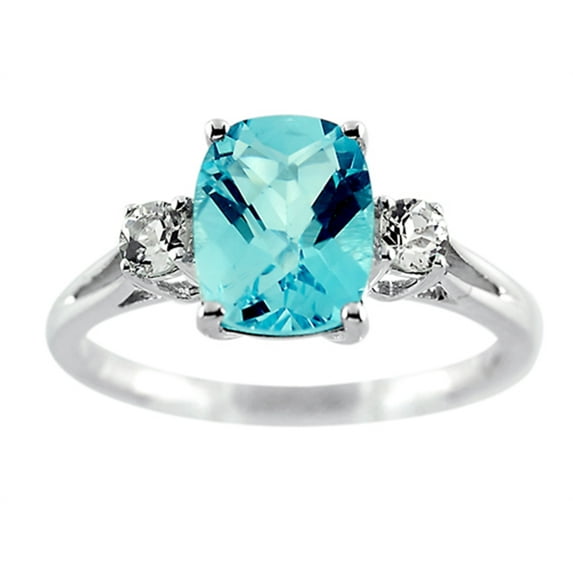 FJC Finejewelers 9x7mm Rectangular Cushion-Cut Sky Blue Topaz and White Topaz Ring