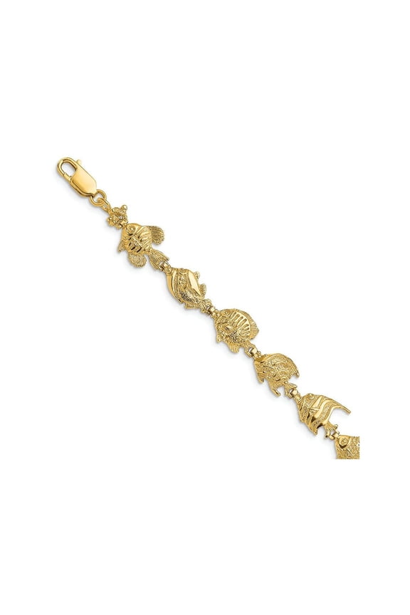 FJC Finejewelers Fish Link Polish Engraved Bracelet