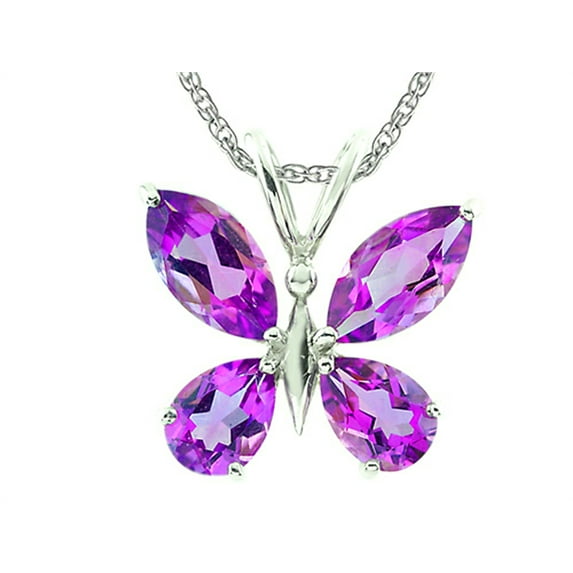 FJC Finejewelers Marquise and Pear Shaped Amethyst Butterfly Pendant Necklace with Rope Chain