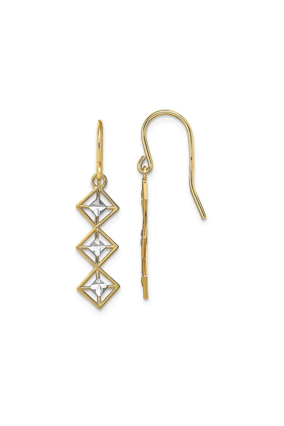 FJC Finejewelers Small Triple Diamond Shape Wire Earrings Bright Cut Accents