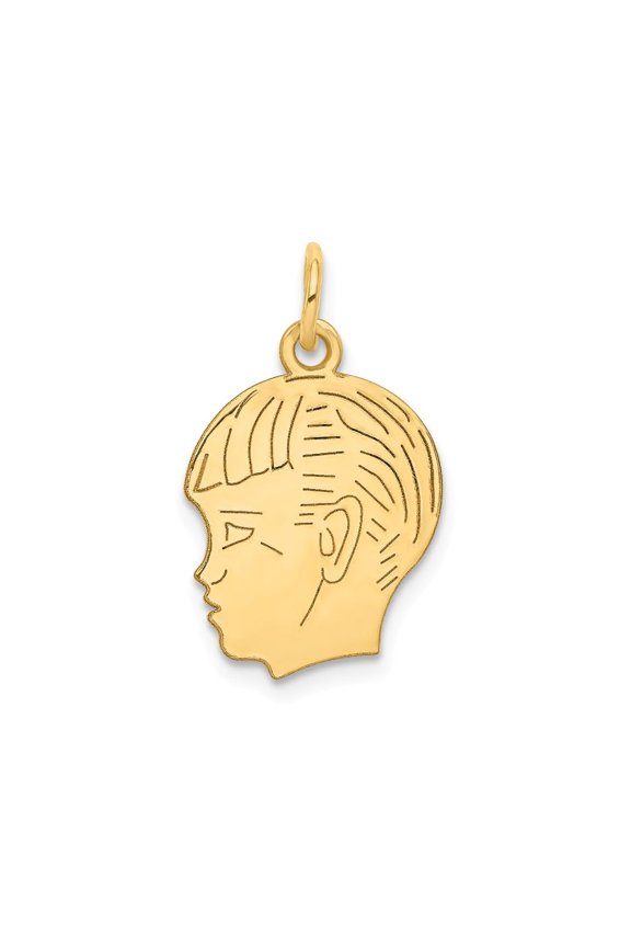 FJC Finejewelers Solid 14k Yellow Gold Boy Head Charm  0.011 gauge 13 x 22mm